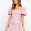 Sweet Floral Square Neck Puff Sleeve Dress -Women's Clothing Shop P 20220623160248365 224