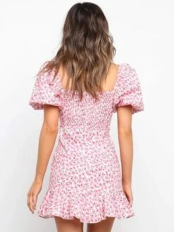 Sweet Floral Square Neck Puff Sleeve Dress -Women's Clothing Shop P 20220623160252833 467
