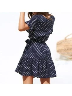 V Neck Dots Summer Ladies Short Dress -Women's Clothing Shop P 20220628194012406 212