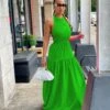 Casual Halter Backless Pure Color Women's Long Dress -Women's Clothing Shop P 20220705135713620 769