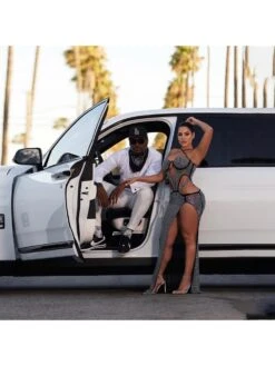 Hot Drilling Cut Out Sexy Black Slit Maxi Dress -Women's Clothing Shop P 20220706140108789 459