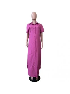 Pure Color Short Sleeve Dress -Women's Clothing Shop P 20220706152203196 650
