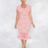 Zipper Up Lace Cap Sleeve Pink Dress -Women's Clothing Shop P 20220707205158769 772