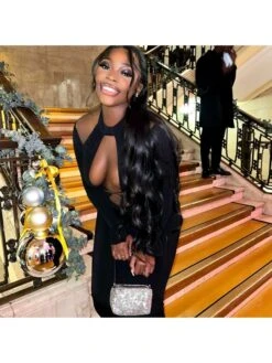 Sexy Solid Color Hollowed Out Backless Halter Dress -Women's Clothing Shop P 20220810133055059 484