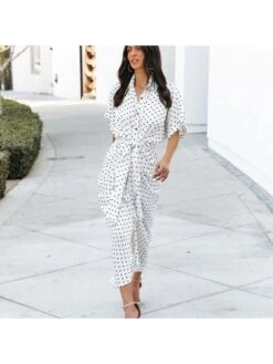 Casual Fashion Polka-Dot Lace Up Women's Dress -Women's Clothing Shop P 20220812115743643 578