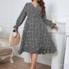 Fall Vacation V Neck Plus Size Midi Dress -Women's Clothing Shop P 20220919113352568 793