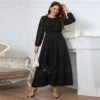 Temperament Round Neck Lace Women's Long Sleeve Dress -Women's Clothing Shop P 20220920173033315 688