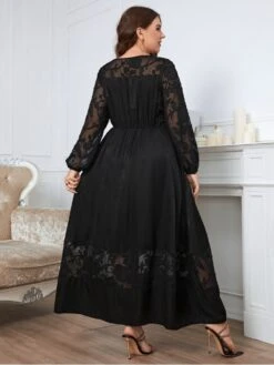 Temperament Round Neck Lace Women's Long Sleeve Dress -Women's Clothing Shop P 20220920173041006 662