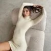 Turtle Neck Solid Long Sleeve Sweater Dress