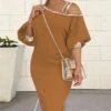 Casual Pure Color Off Shoulder Dress -Women's Clothing Shop P 20221125095858040 366