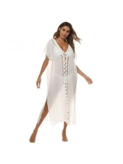 Loose Deep V Beach Short Sleeve Dress -Women's Clothing Shop P 20221130174659647 979