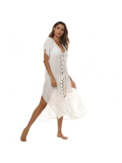 Loose Deep V Beach Short Sleeve Dress -Women's Clothing Shop P 20221130174707711 791