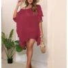 Ruffle Pure Color See Through Beach Dress -Women's Clothing Shop P 20221230092218845 512