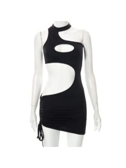 Sexy Cut Out Ruched Sleeveless Bodycon Mini Dress -Women's Clothing Shop P 20230209104726664 734
