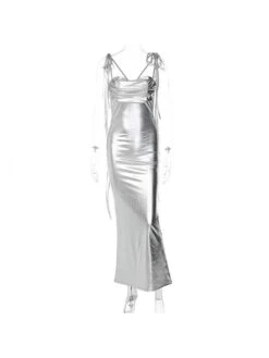 2023 Sexy Backless Silvery Ladies Sleeveless Long Dress -Women's Clothing Shop P 20230213095922016 655
