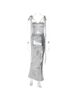 2023 Sexy Backless Silvery Ladies Sleeveless Long Dress -Women's Clothing Shop P 20230213095926615 136