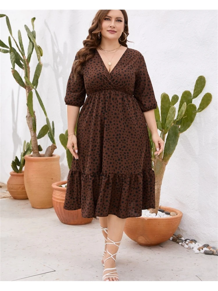 2023 Summer V-Neck Plus Size Short Sleeve Dress 3 2023 Summer V-Neck Plus Size Short Sleeve Dress