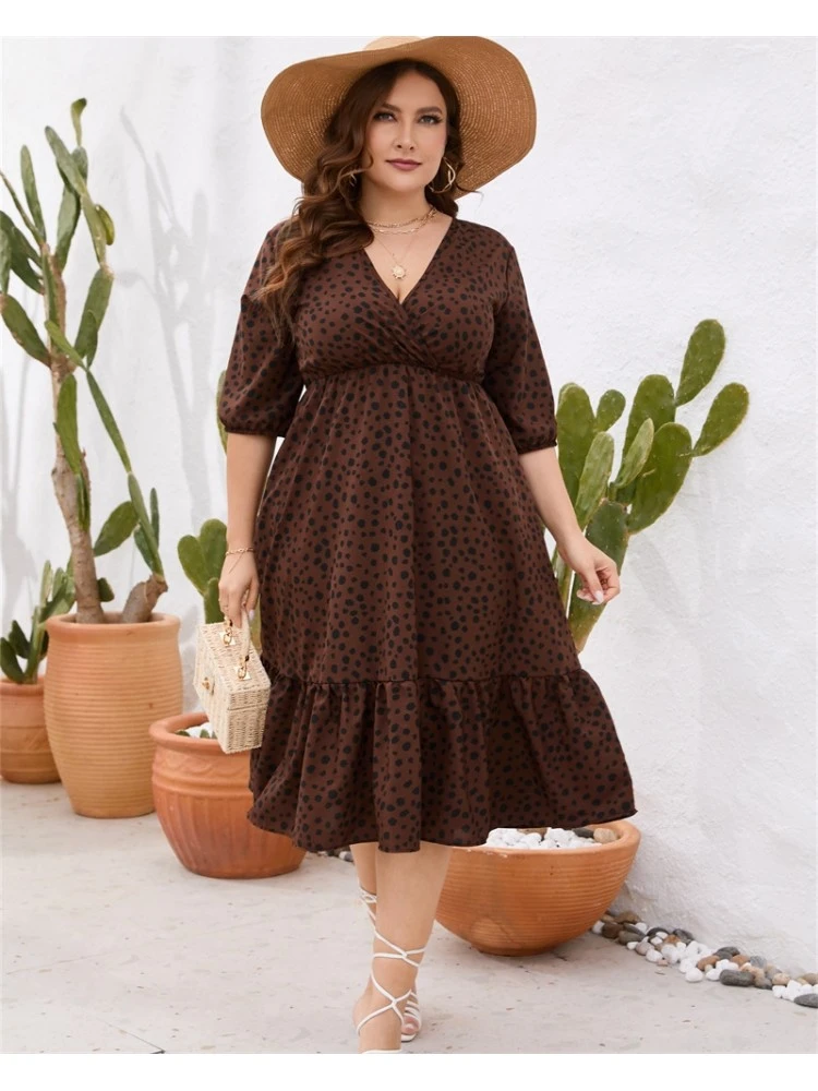 2023 Summer V-Neck Plus Size Short Sleeve Dress 5 2023 Summer V-Neck Plus Size Short Sleeve Dress - Image 3
