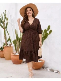 2023 Summer V-Neck Plus Size Short Sleeve Dress 12 2023 Summer V-Neck Plus Size Short Sleeve Dress -Women's Clothing Shop P 20230220095325842 541