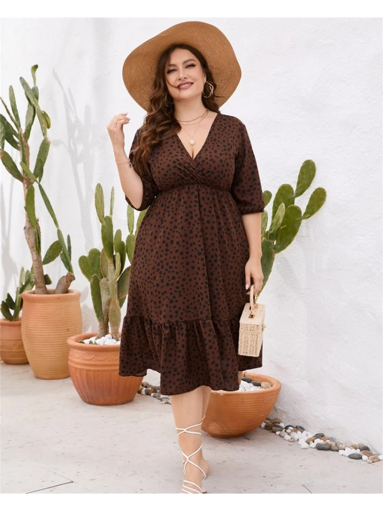 2023 Summer V-Neck Plus Size Short Sleeve Dress 6 2023 Summer V-Neck Plus Size Short Sleeve Dress - Image 4
