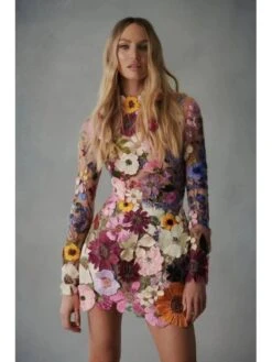 Designer Spring Hook Flower Long Sleeve Short Dress -Women's Clothing Shop P 20230329093327465 519