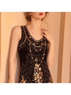 Elagant V-Neck Tassels Sleeveless Evening Dress -Women's Clothing Shop P 20230329150028350 973