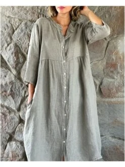 Casual Pure Color Women's Long Sleeve Dress