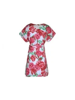 Summer Sweet V Neck Printing White Short Sleeve Dress -Women's Clothing Shop P 20230410181438301 512