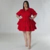Casual Pure Color Plus Size Short Sleeve Dress