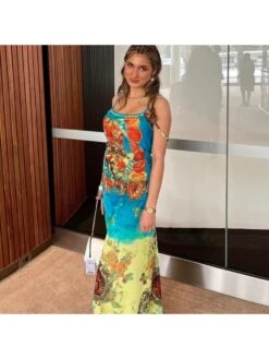 Fashion Retro Printing Sleeveless Maxi Dress -Women's Clothing Shop P 20230510194219685 604