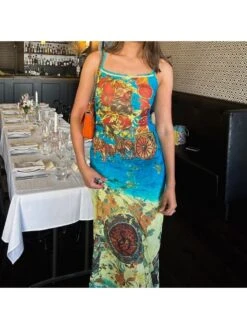 Fashion Retro Printing Sleeveless Maxi Dress -Women's Clothing Shop P 20230510194222026 125
