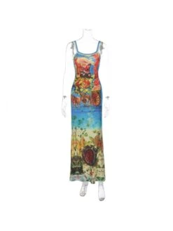Fashion Retro Printing Sleeveless Maxi Dress -Women's Clothing Shop P 20230510194229100 230