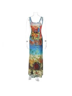 Fashion Retro Printing Sleeveless Maxi Dress -Women's Clothing Shop P 20230510194231372 698