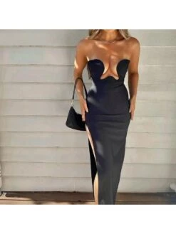 Sexy Party Backless Split Hem Maxi Dress