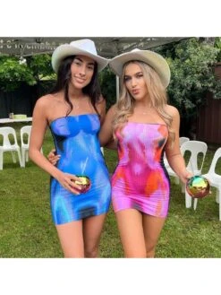 Hot Girl Digital Printing Strapless Mini Dress -Women's Clothing Shop P 20230513114045206 613
