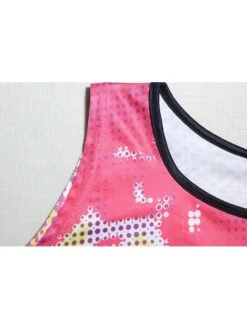 Slim Round Neck Red Printing Long Dress -Women's Clothing Shop P 20230517192332505 986