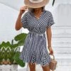 Casual Navy Blue Striped Women's Dress -Women's Clothing Shop P 20230523193019512 488
