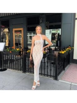 Sexy White Embroidery Gauze Sleeveless Dress