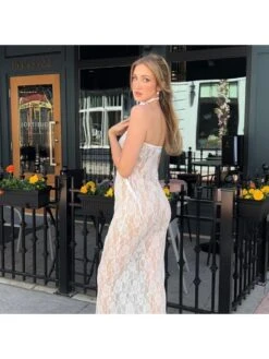 Sexy White Embroidery Gauze Sleeveless Dress -Women's Clothing Shop P 20230524192824832 804