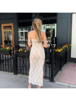 Sexy White Embroidery Gauze Sleeveless Dress -Women's Clothing Shop P 20230524192827168 399
