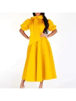 Temperament Bubble Sleeve Bandage Dress For Women