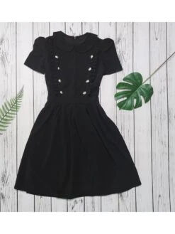 OL Commuting Puff Sleeve Pleated Dress Women -Women's Clothing Shop P 20230601195438334 595