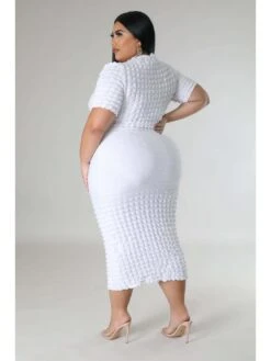 Solid Plus Size Short Sleeve Midi Dress -Women's Clothing Shop P 20230605145423463 653