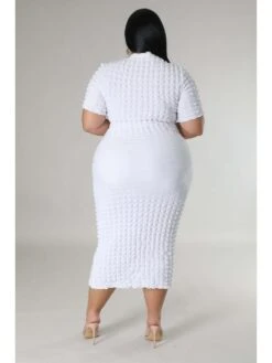 Solid Plus Size Short Sleeve Midi Dress -Women's Clothing Shop P 20230605145426034 350