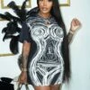 Casual Line Art Body Painting Dress Women -Women's Clothing Shop P 20230605190935799 756