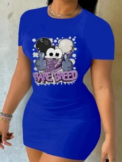 Women's Casual Cartoon Pattern Letter Printing Dress