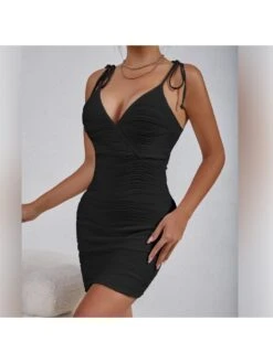 Patchwork Solid Short Sleeveless Dress