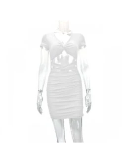 Drawstring Solid Short Sleeve Dress -Women's Clothing Shop P 20230619103747043 750