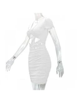 Drawstring Solid Short Sleeve Dress -Women's Clothing Shop P 20230619103749497 565