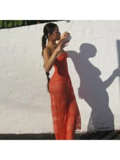 Sexy Lace See Through Strapless Dress -Women's Clothing Shop P 20230620124751244 866